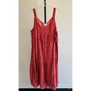 Joie Women's Red Pink Sleeveless Long Dress Size L NWT #37315